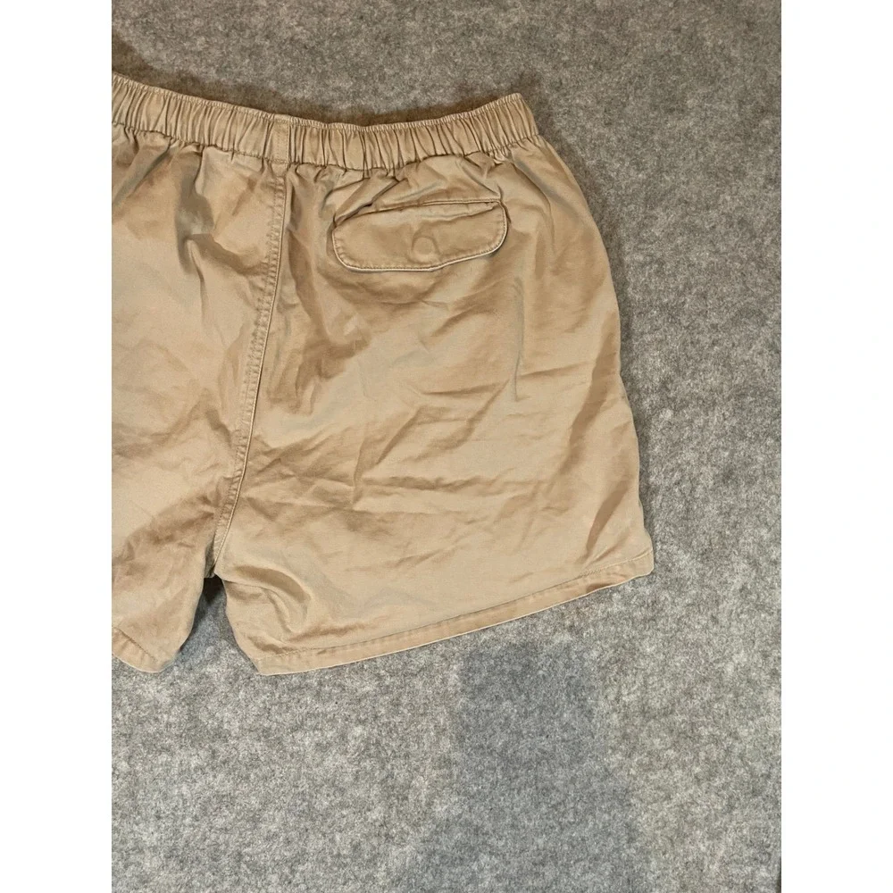 Polo Ralph Lauren Khaki Chino Shorts Mens XL Tan Elastic Waist Green Pony Logo